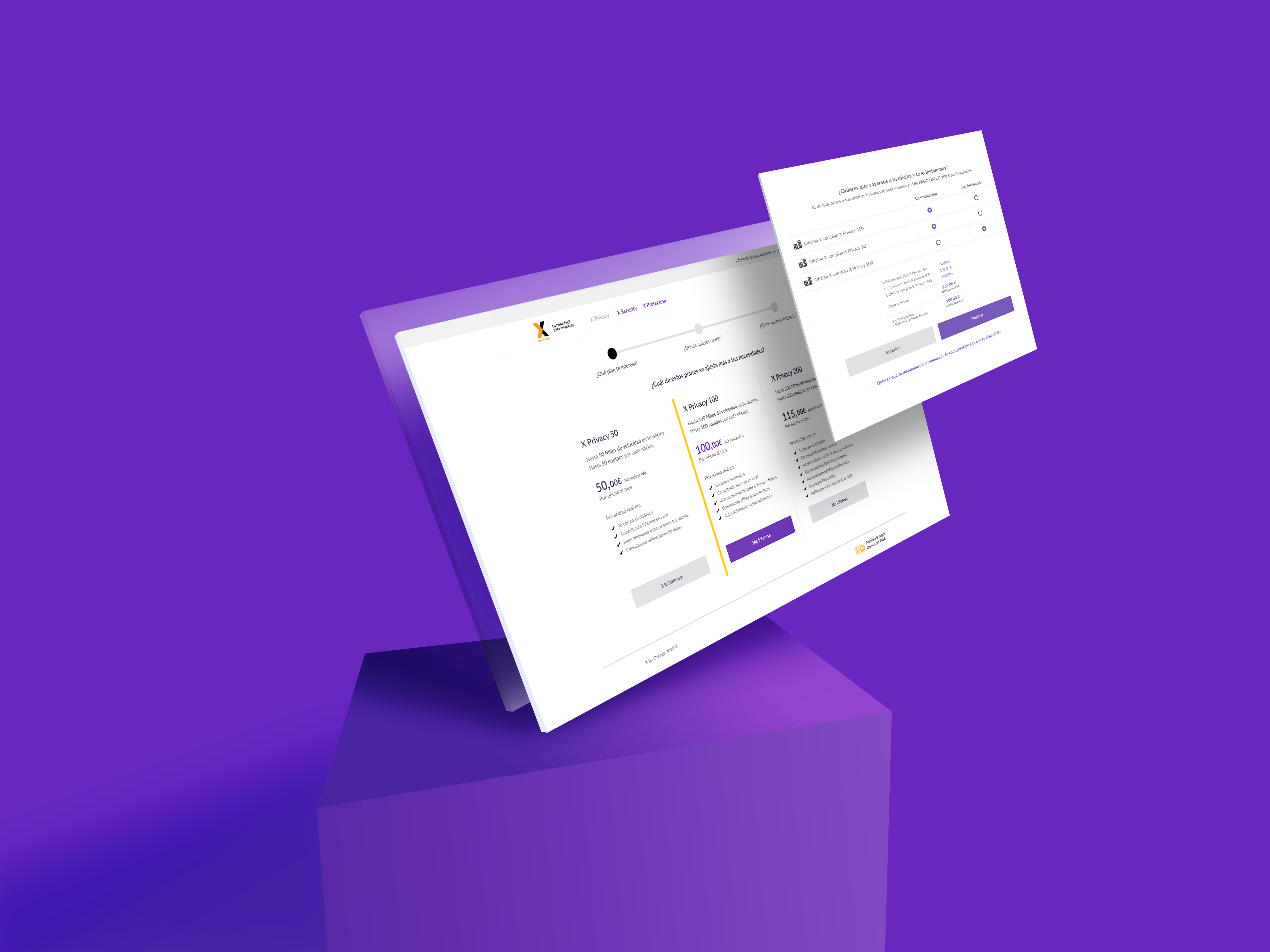 Mockup del flujo de contratación — X by Orange